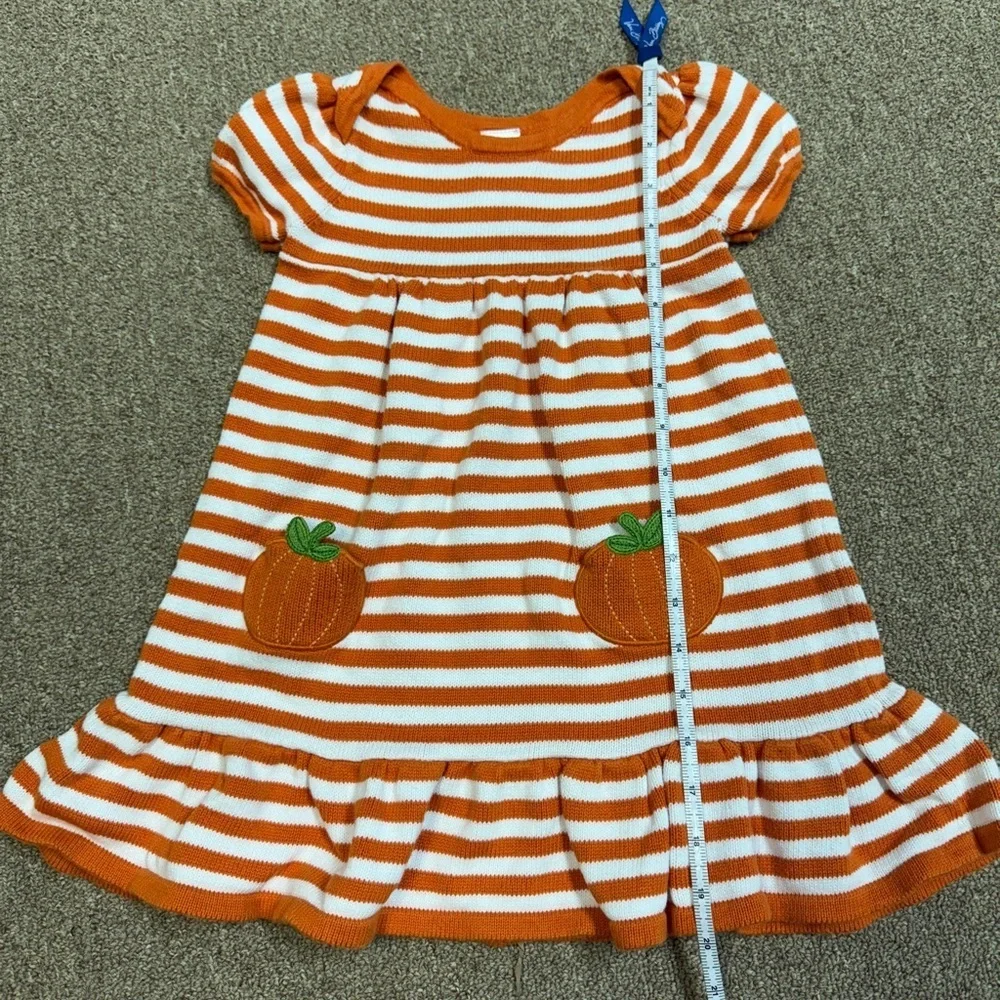 Gymboree: Girls Orange and White Stripe Pumpkin Knit Dress, Size 4T